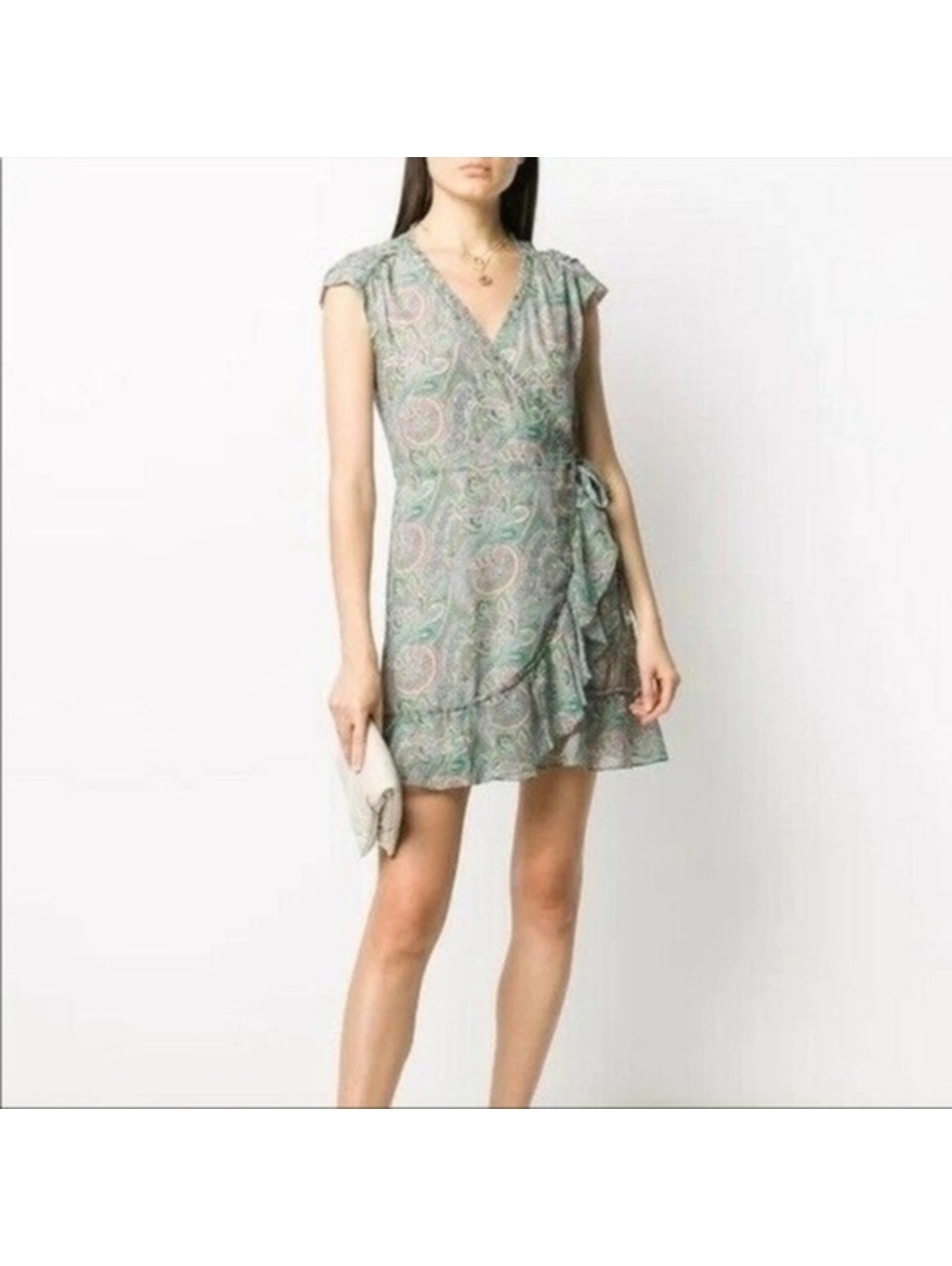 4 All Saints Zini Shahmina Green Dress - Picture 3 of 14